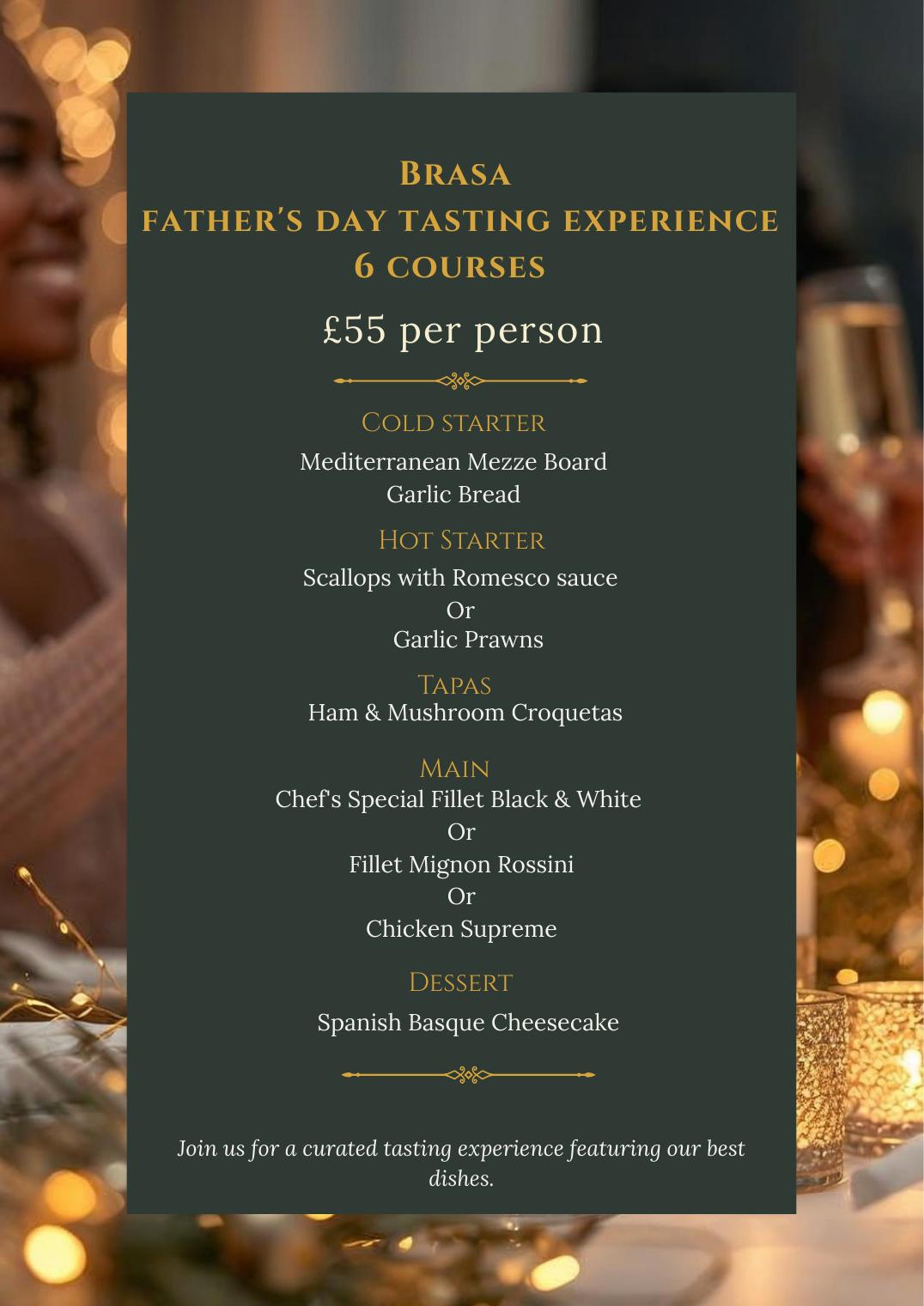 Brasa Father's Day tasting experience menu